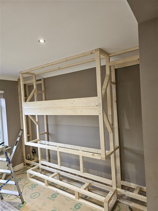 Timber framing for a new feature wall during a renovation